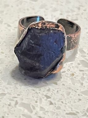 Retro Style Natural Crystals Cluster Big Statement Adjustable‎ Ring